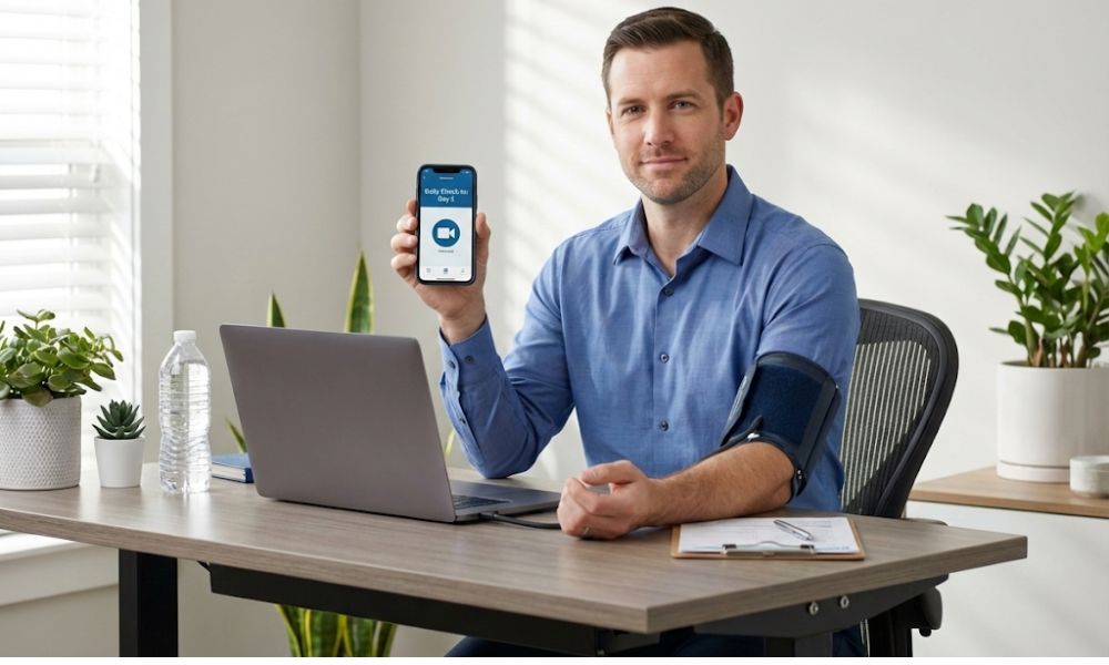 Professional monitoring vital signs during safe home alcohol detox